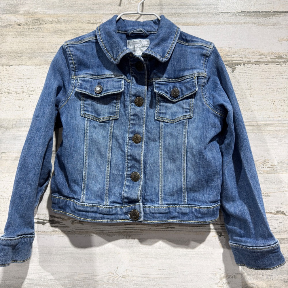 Gymboree Denim Jacket Girls Size 5-6 Blue Stretch Trucker Classic EUC